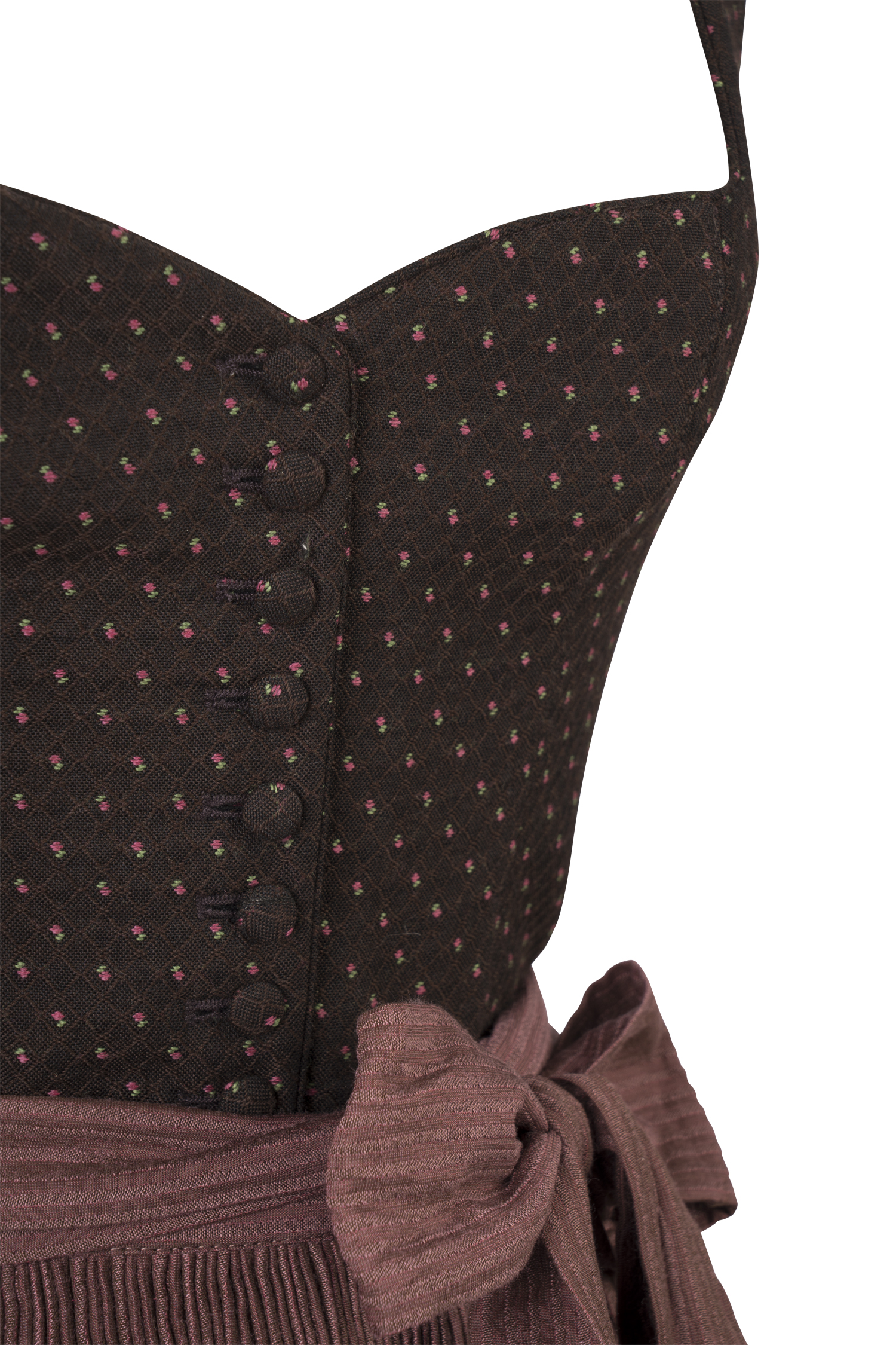 3048-1088-br9-23-08-2902792 Gottseidank Dirndl Hedi in dunkelbraun mit Wechselschürzenband - Detail Mieder