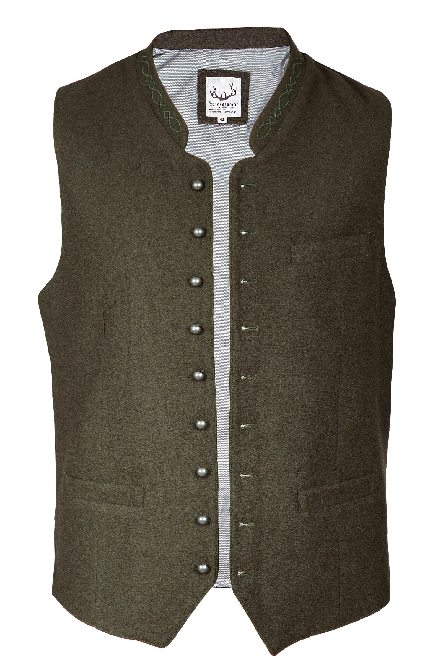Trachtenweste Devito aus Loden in dunkelgrün Trachtenweste Devito aus Loden in dunkelgrün