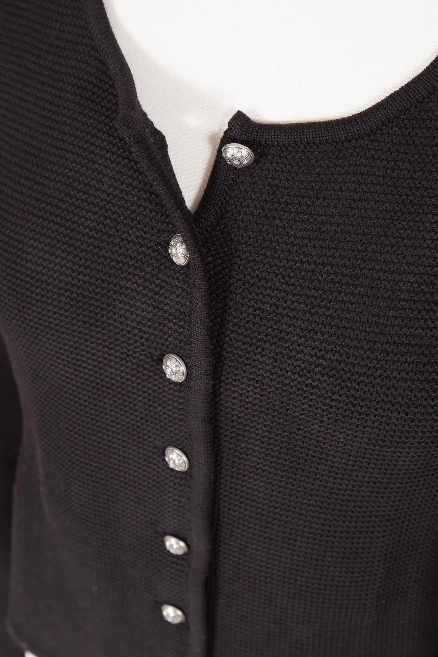 Damen Trachten Strickjacke in schwarz Detail