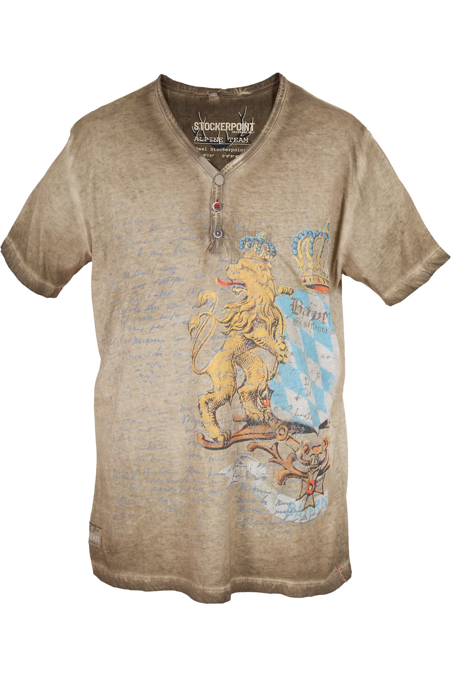 herren-trachteb-shirt-beige-1560-1116-be5-20-05b-9111-a Herren Trachten T-Shirt in beige mit Bayern Löwe