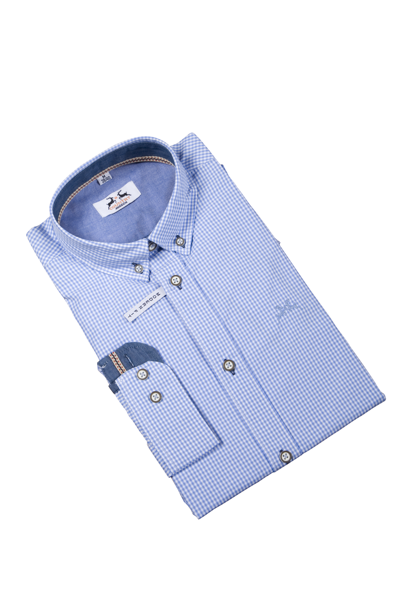 1523-2365-bl3-23-11-300004 Karo Trachtenhemd in hellblau / weiß