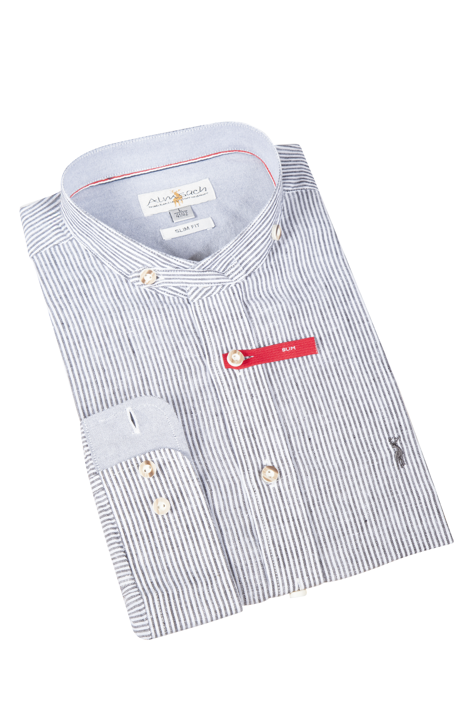 1529-0068-gr5-23-07d-1819 Leinenhemd in grau mit Stehkragen