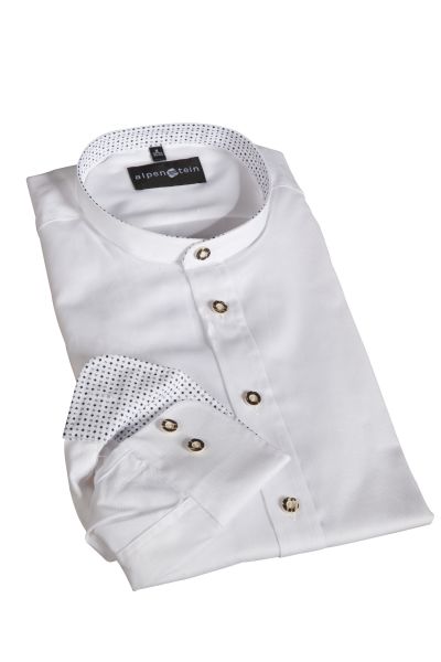 Trachtenhemd in weiß mit dunkelblauen Details