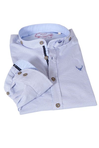 Trachtenhemd von pure in weiß mit blauem Muster 