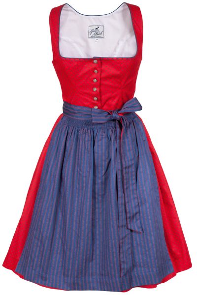 Mini Dirndl Karin aus Baumwolle in rot und blau 