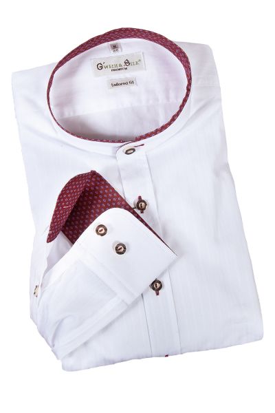 Trachtenhemd in weiß mit roten Details