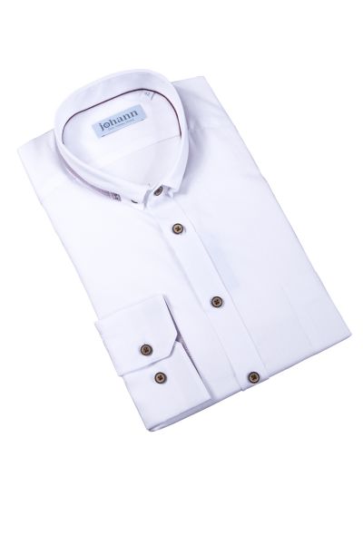 Oxford Trachtenhemd weiß / bordeaux
