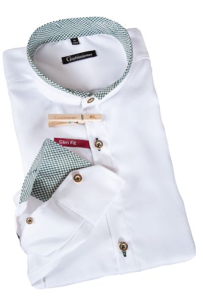 Trachtenhemd in weiß mit grünem Karodesign