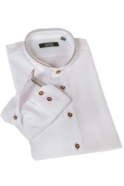 Arido Trachtenhemd in weiß mit hellgrauen Details