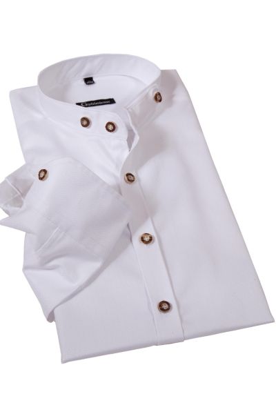 Herren Trachten Hemd in weiß mit Fischgrät Muster