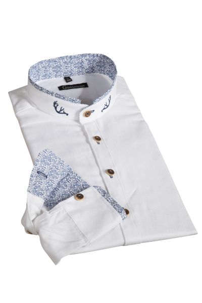 Trachtenhemd in weiß mit blauen Details