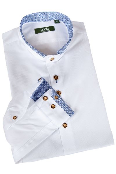 Trachtenhemd in weiß mit blauen Details