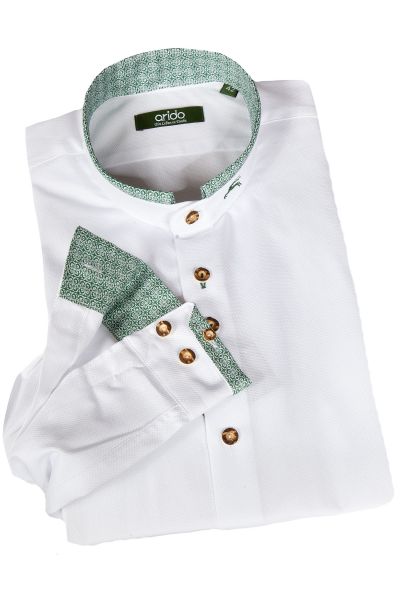 Trachtenhemd in weiß mit grünen Details