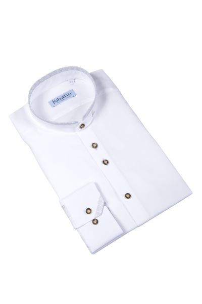 Oxford Trachtenhemd weiß / hellgrau