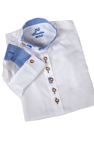 Kinder Trachtenhemd weiß mit blau