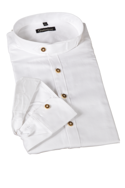 Trachtenhemd in weiß mit Stehkragen